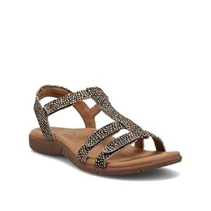 Women's Tan Beaded Strappy Comfort Sandal